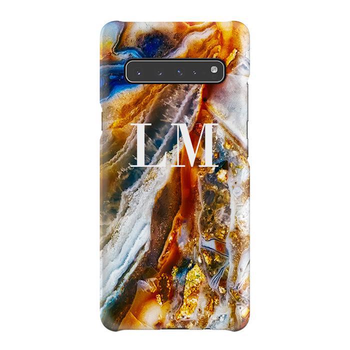 Personalised Colored Stone Marble Initials Samsung Galaxy S10 5G Case