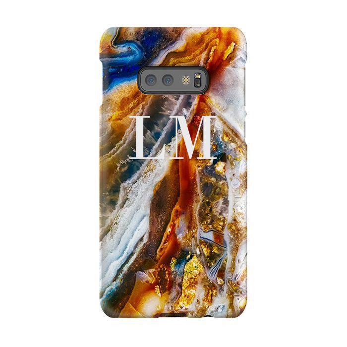 Personalised Colored Stone Marble Initials Samsung Galaxy S10e Case