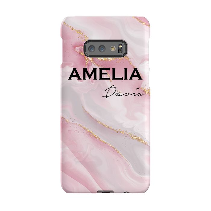 Personalised Luxe Pink Marble Name Samsung Galaxy S10e Case