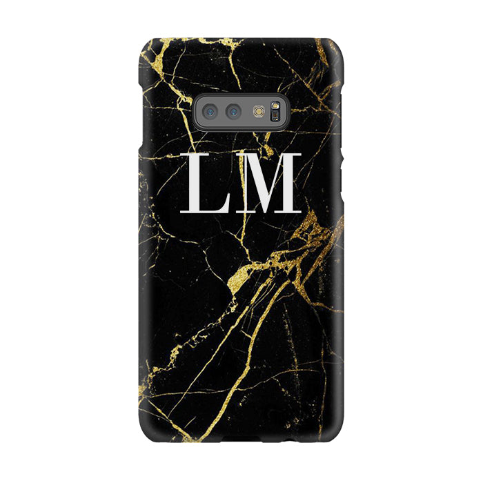 Personalised Black x Gold Marble Initials Samsung Galaxy S10e Case