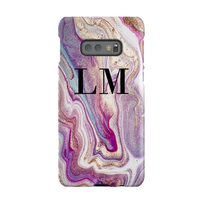 Personalised Violet Marble Initials Samsung Galaxy S10e Case