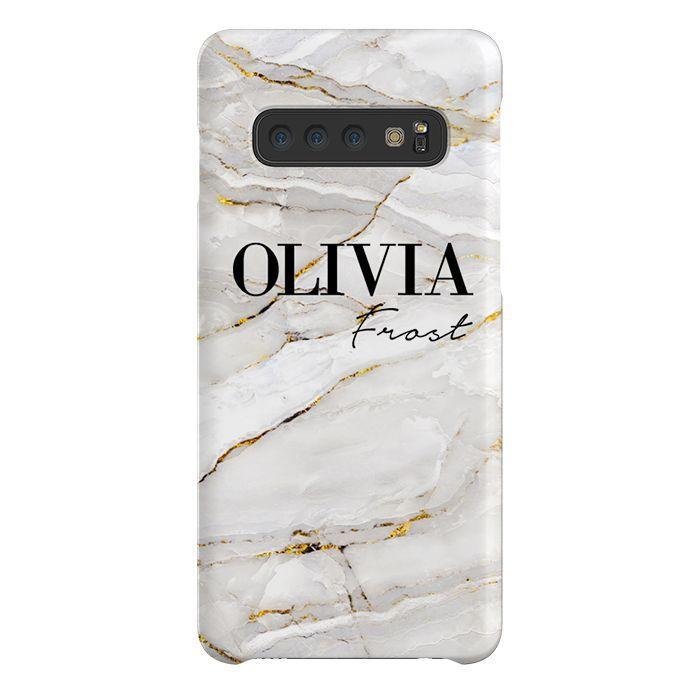 Personalised Cream Marble Name Samsung Galaxy S10 Plus Case