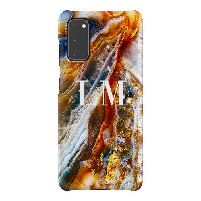 Personalised Colored Stone Marble Initials Samsung Galaxy S20 FE Case