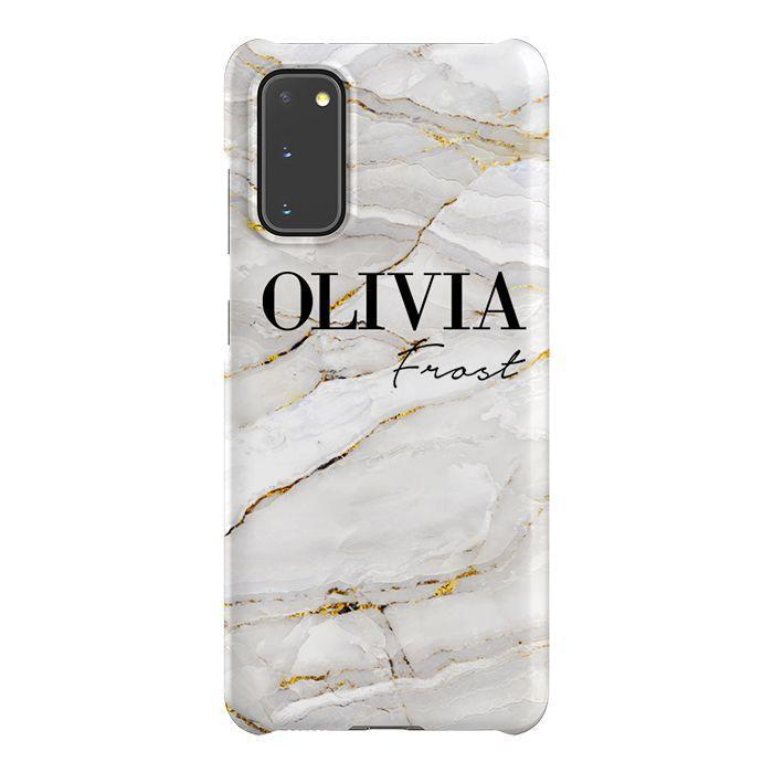 Personalised Cream Marble Name Samsung Galaxy S20 Case