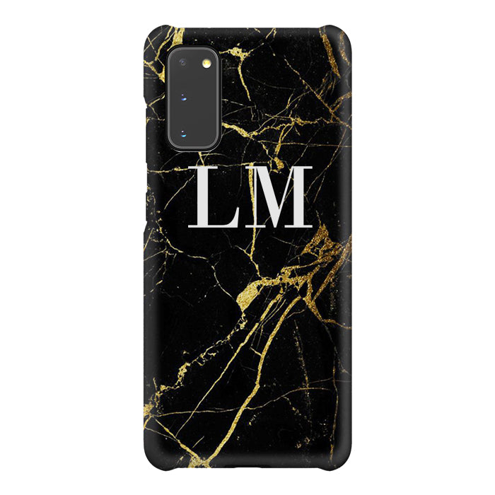 Personalised Black x Gold Marble Initials Samsung Galaxy S20 Case