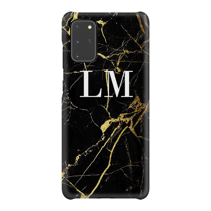 Personalised Black x Gold Marble Initials Samsung Galaxy S20 Plus Case