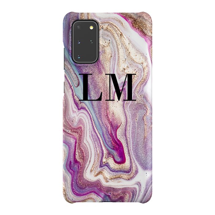 Personalised Violet Marble Initials Samsung Galaxy S20 Plus Case