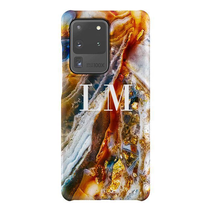 Personalised Colored Stone Marble Initials Samsung Galaxy S20 Ultra Case