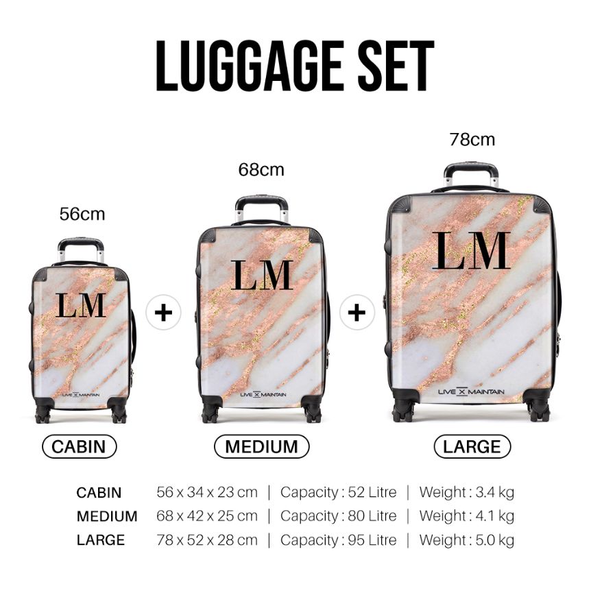 Personalised Aprilia Marble Initials Suitcase