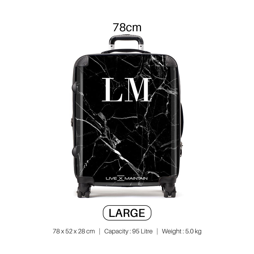 Personalised Black Marble Initials Suitcase