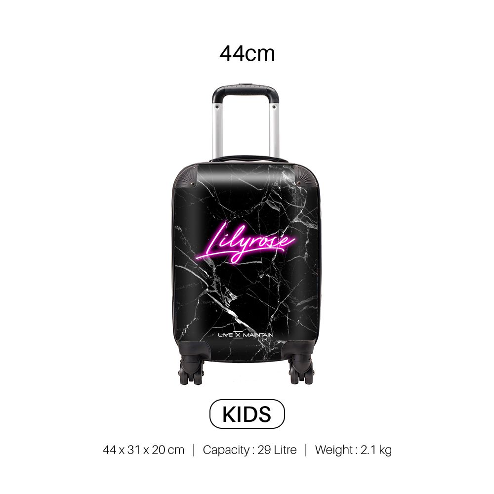Personalised Black Marble Neon Initials Suitcase