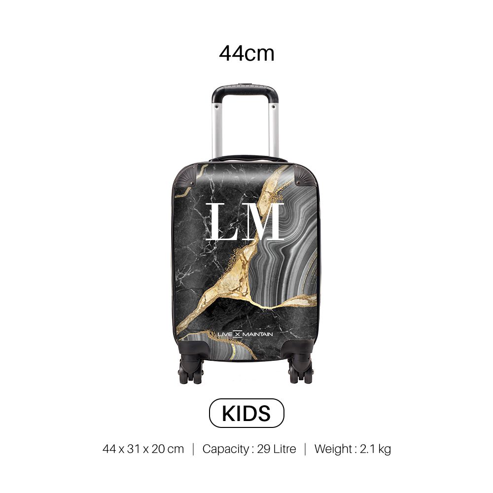 Personalised Black and Gold Marble Name Suitcase