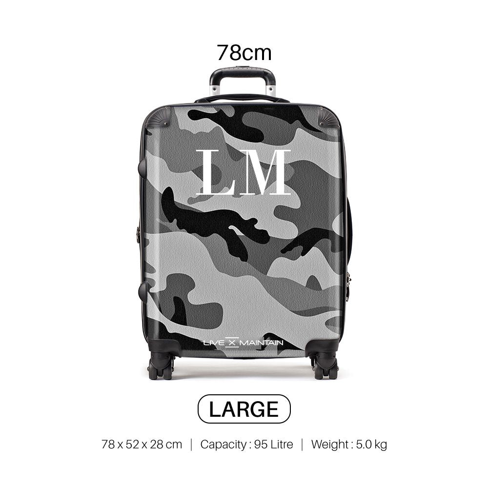 Personalised Grey Camouflage Initials Suitcase