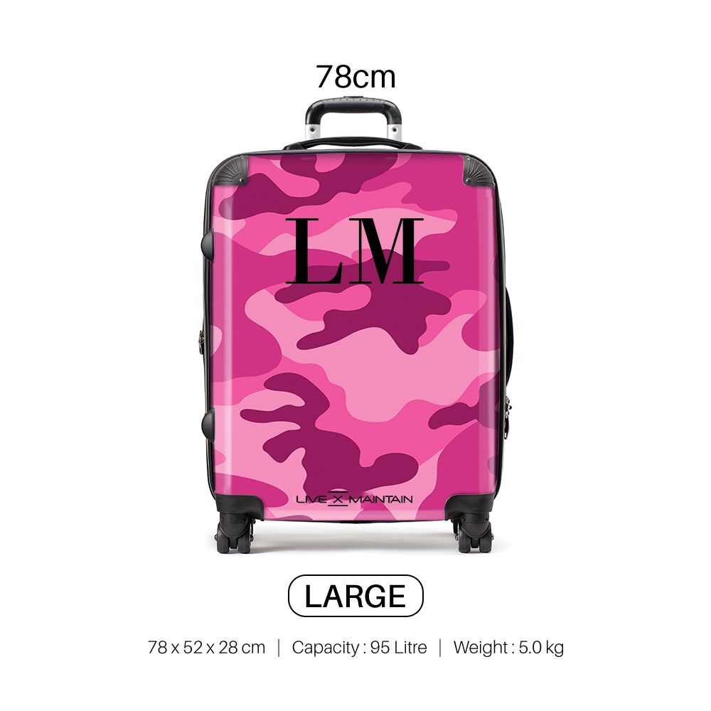 Personalised Pink Camouflage Initials Suitcase