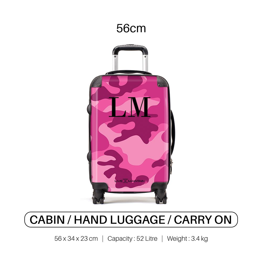 Personalised Pink Camouflage Initials Suitcase