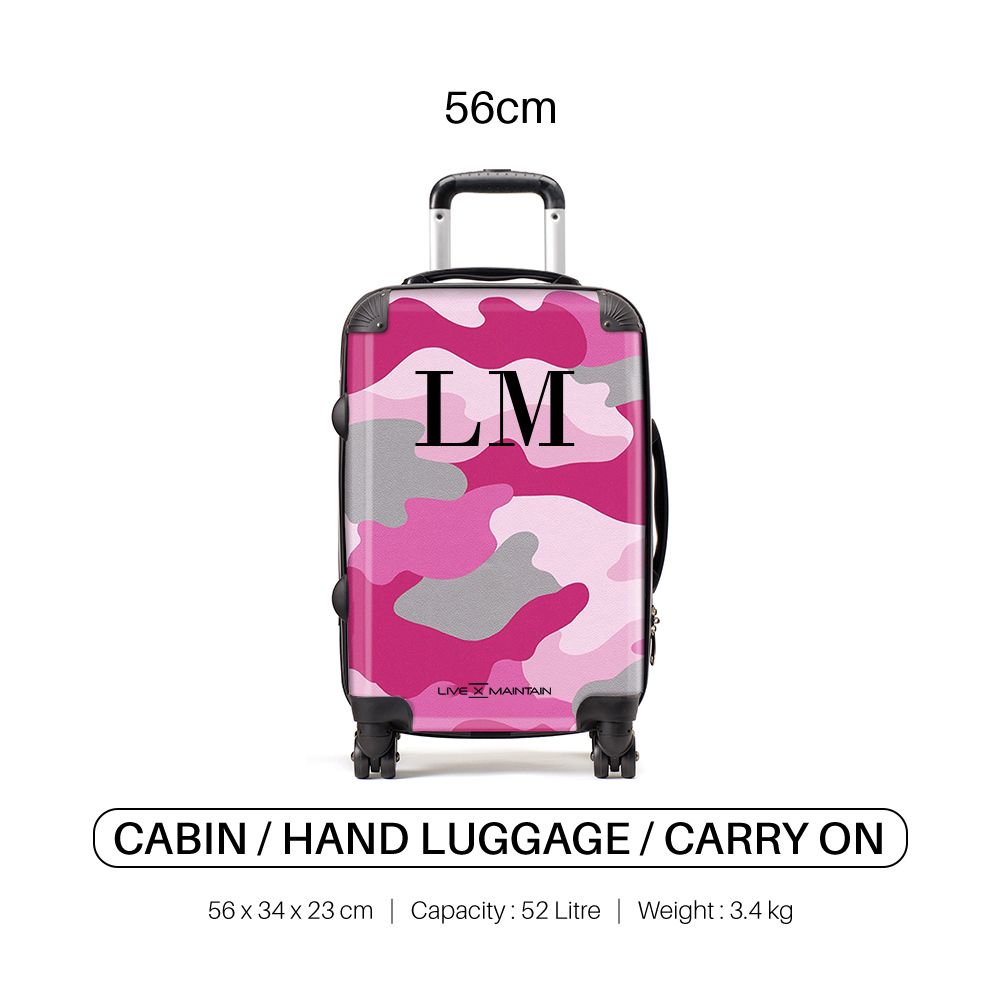 Personalised Pink Camouflage Initials Suitcase