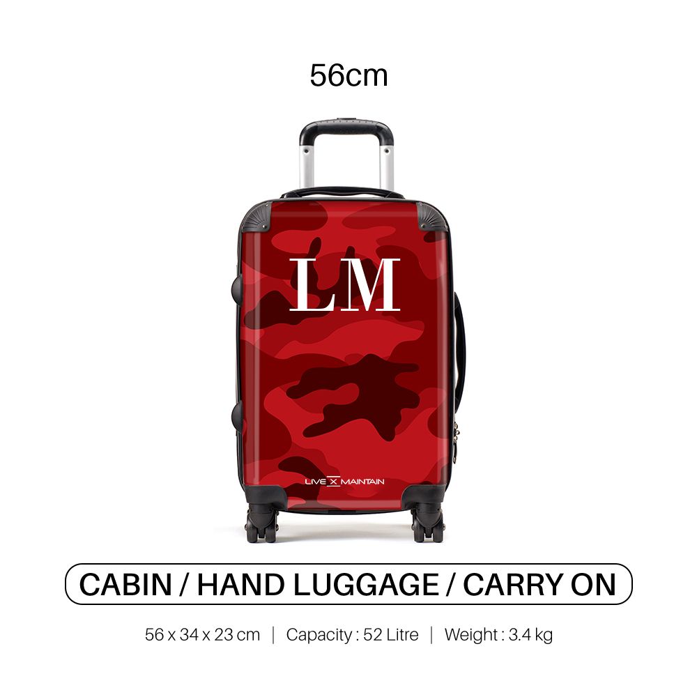 Personalised Red Camouflage Initials Suitcase