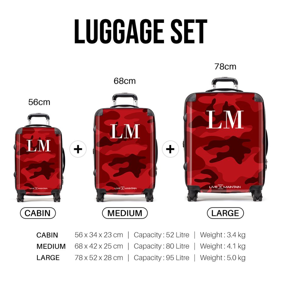 Personalised Red Camouflage Initials Suitcase
