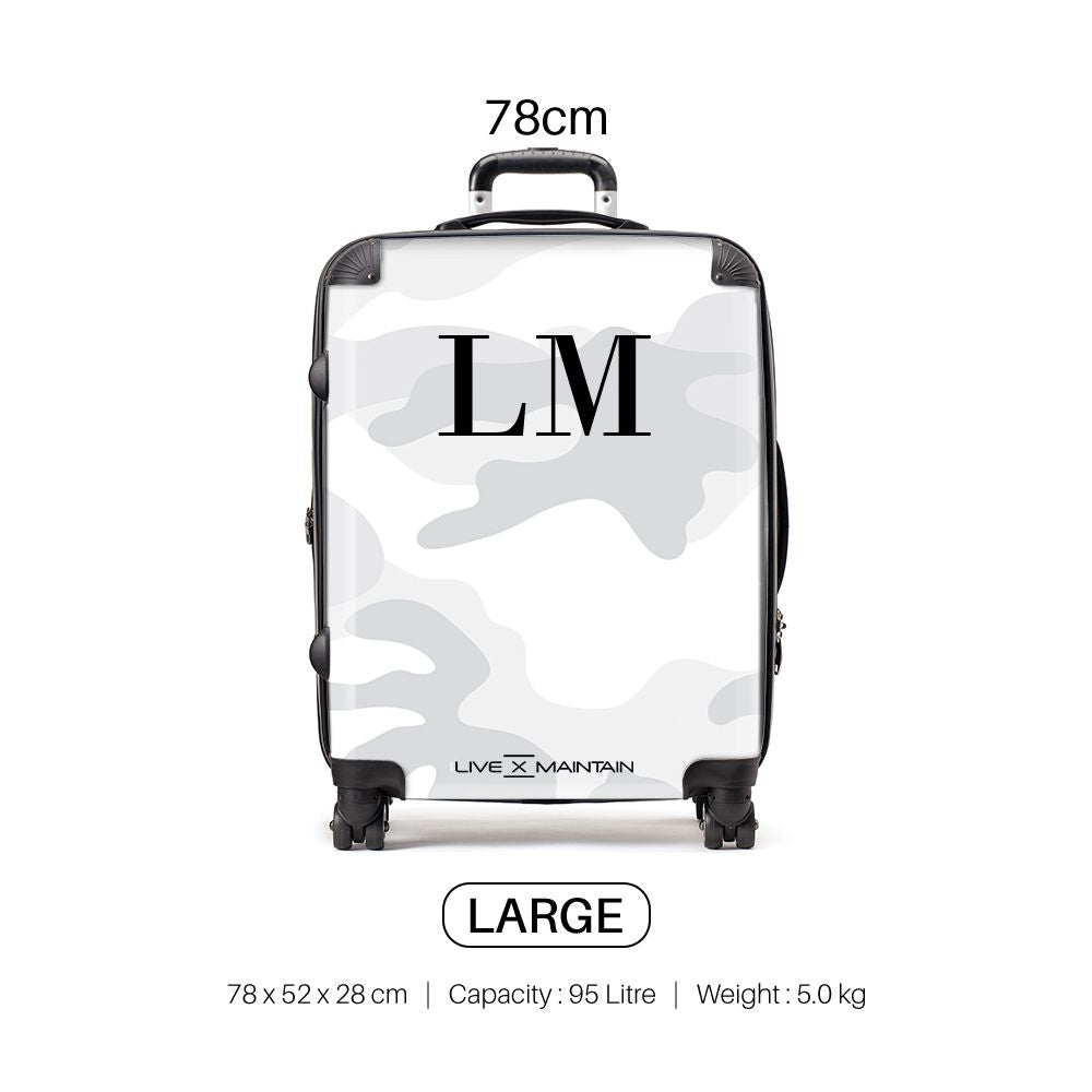 Personalised White Camouflage Initials Suitcase