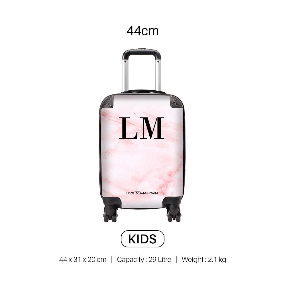 Personalised Cotton Candy Marble Black Initials Suitcase