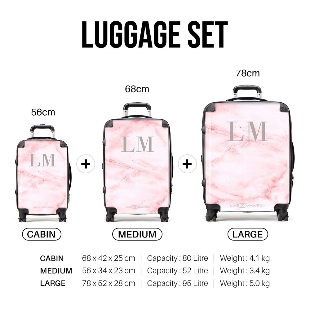 Personalised Cotton Candy Marble Initials Suitcase