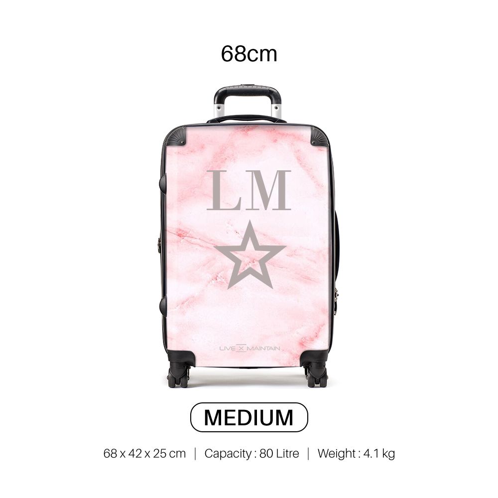 Personalised Cotton Candy Star Marble Initials Suitcase