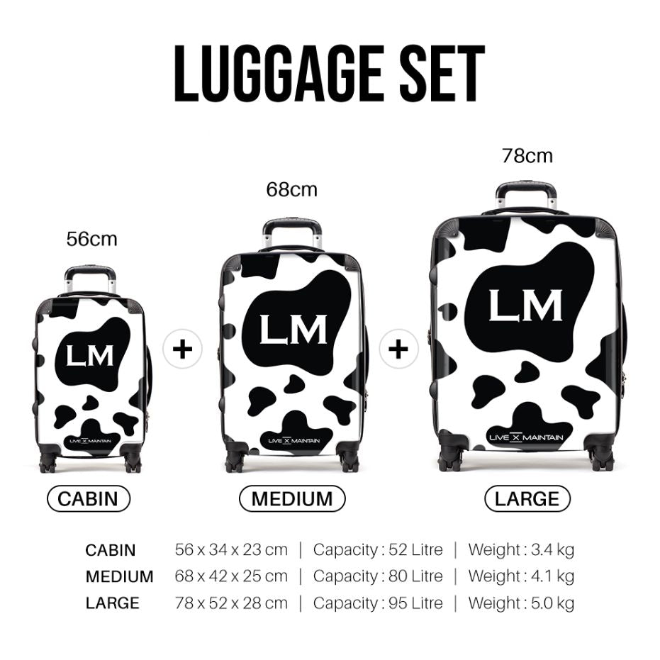 Personalised Cow Print Initials Suitcase
