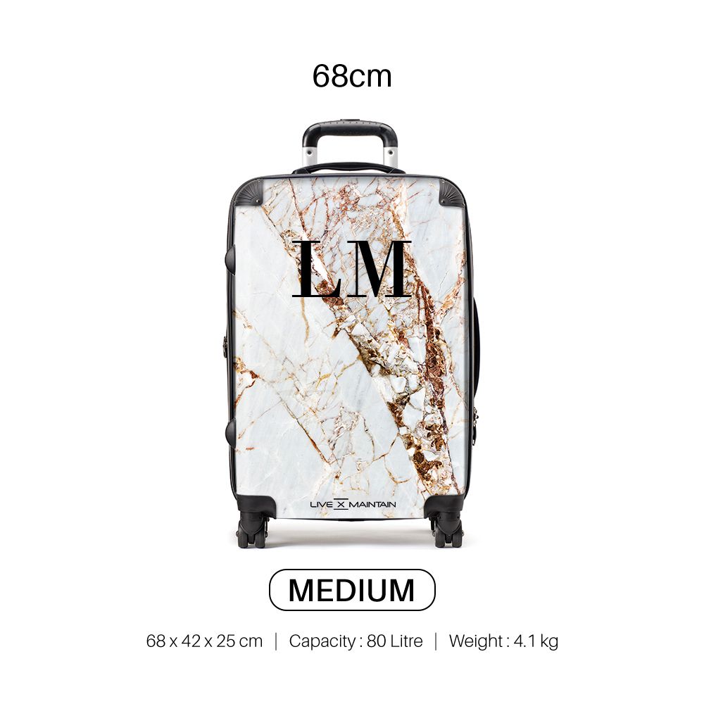 Personalised Cracked Marble Initials Suitcase