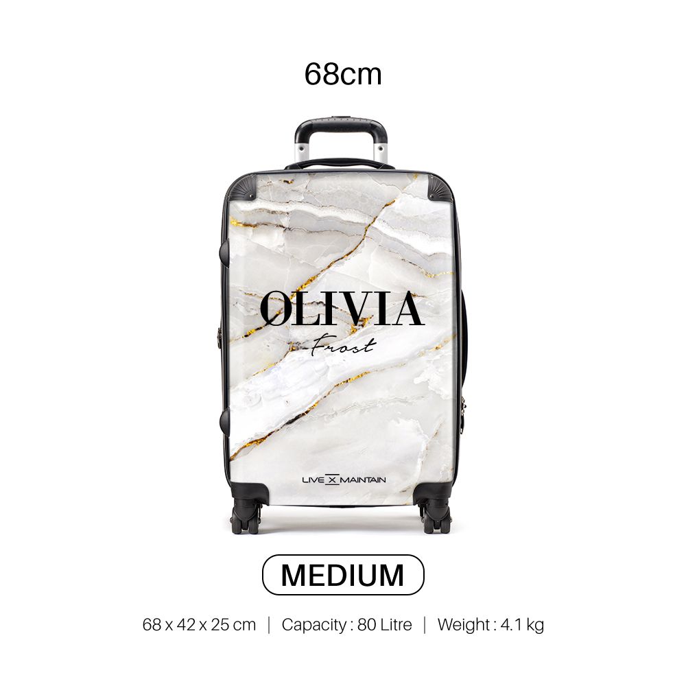 Personalised Cream Marble Name Suitcase