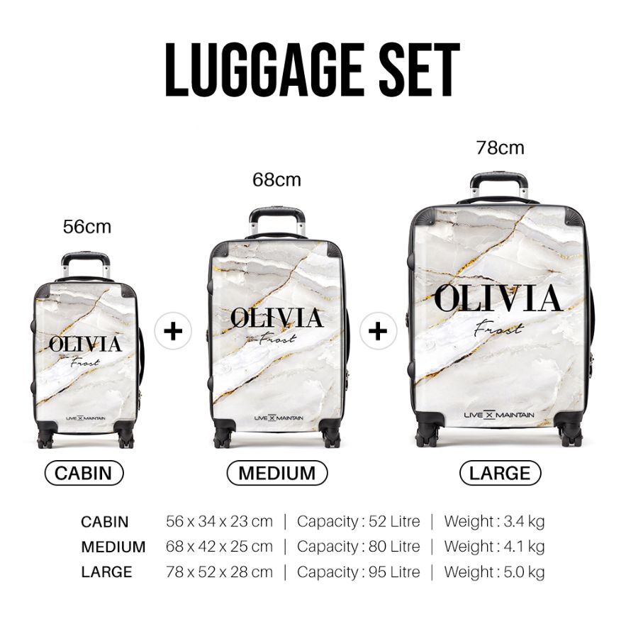 Personalised Cream Marble Name Suitcase