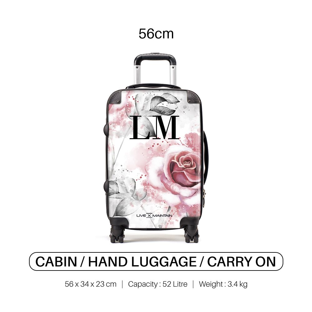 Personalised Floral Rose Initials Suitcase