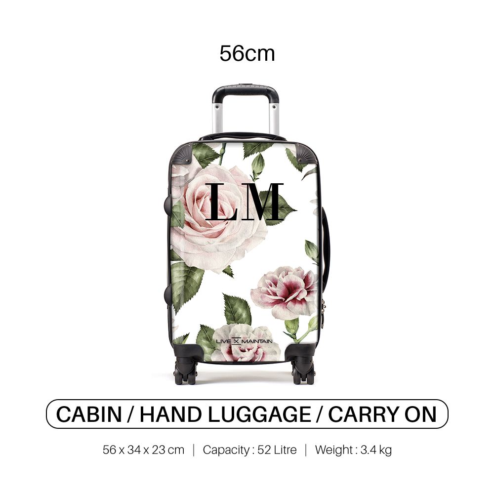 Personalised Floral White Rose Initials Suitcase