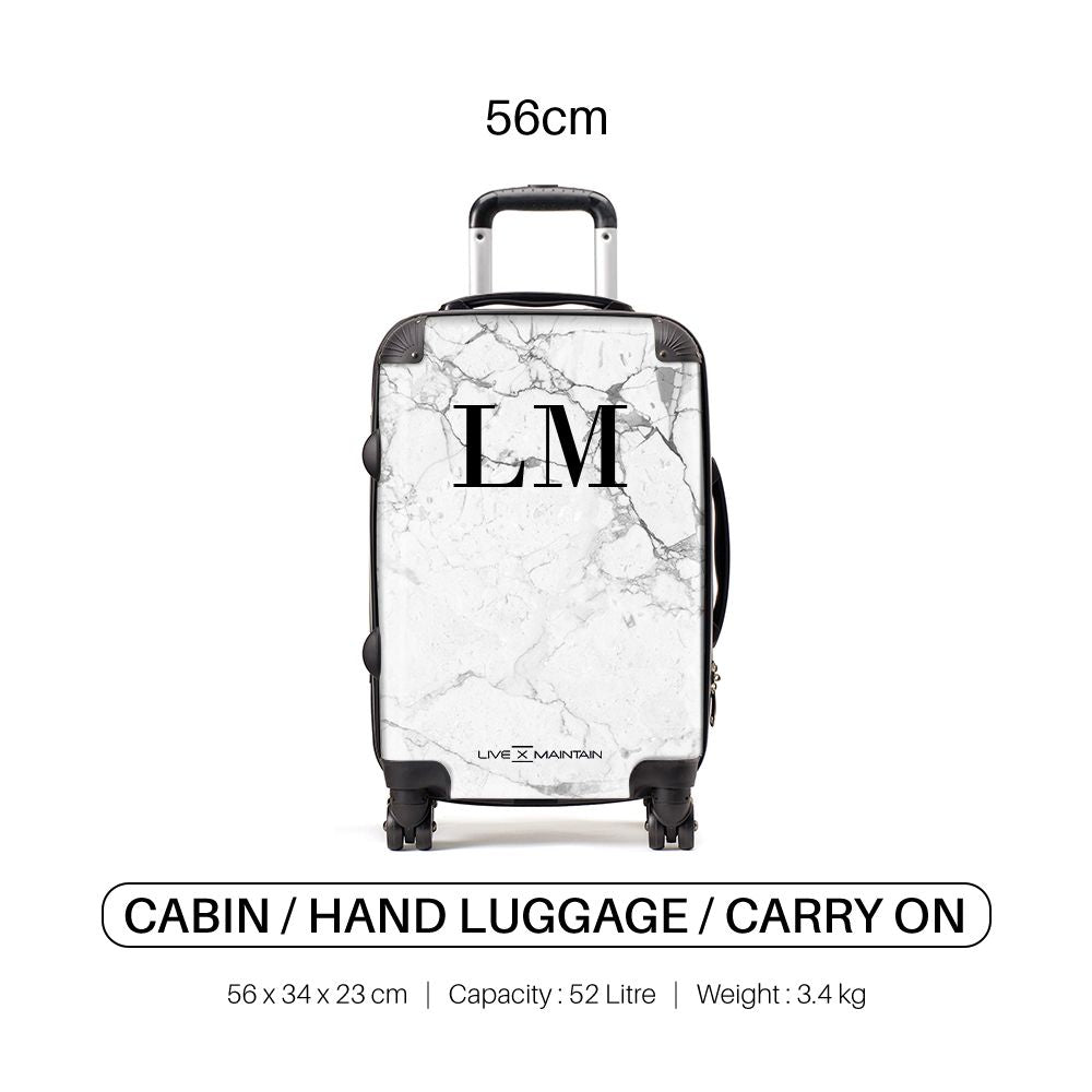 Personalised White Marble Initials Suitcase - Main Image