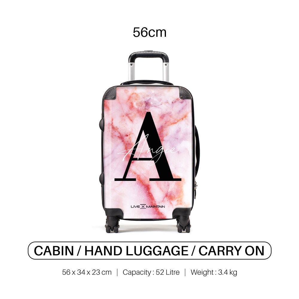 Personalised Pastel Marble Name Initial Suitcase