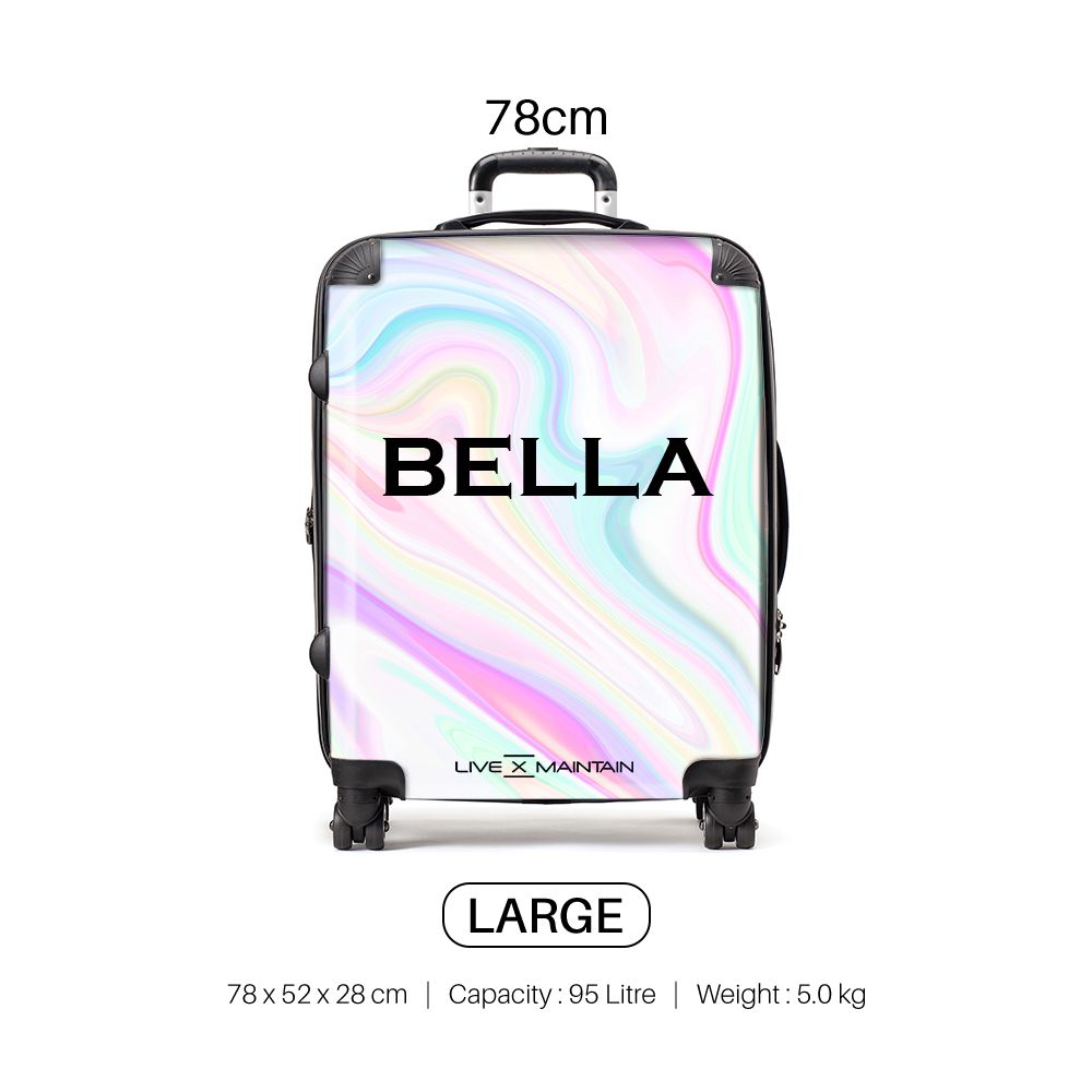Personalised Pastel Swirl Name Suitcase
