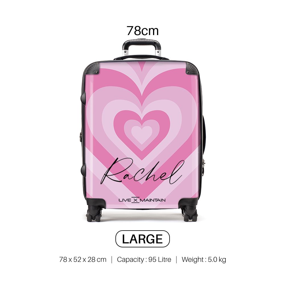 Personalised Pink Heart Latte Suitcase