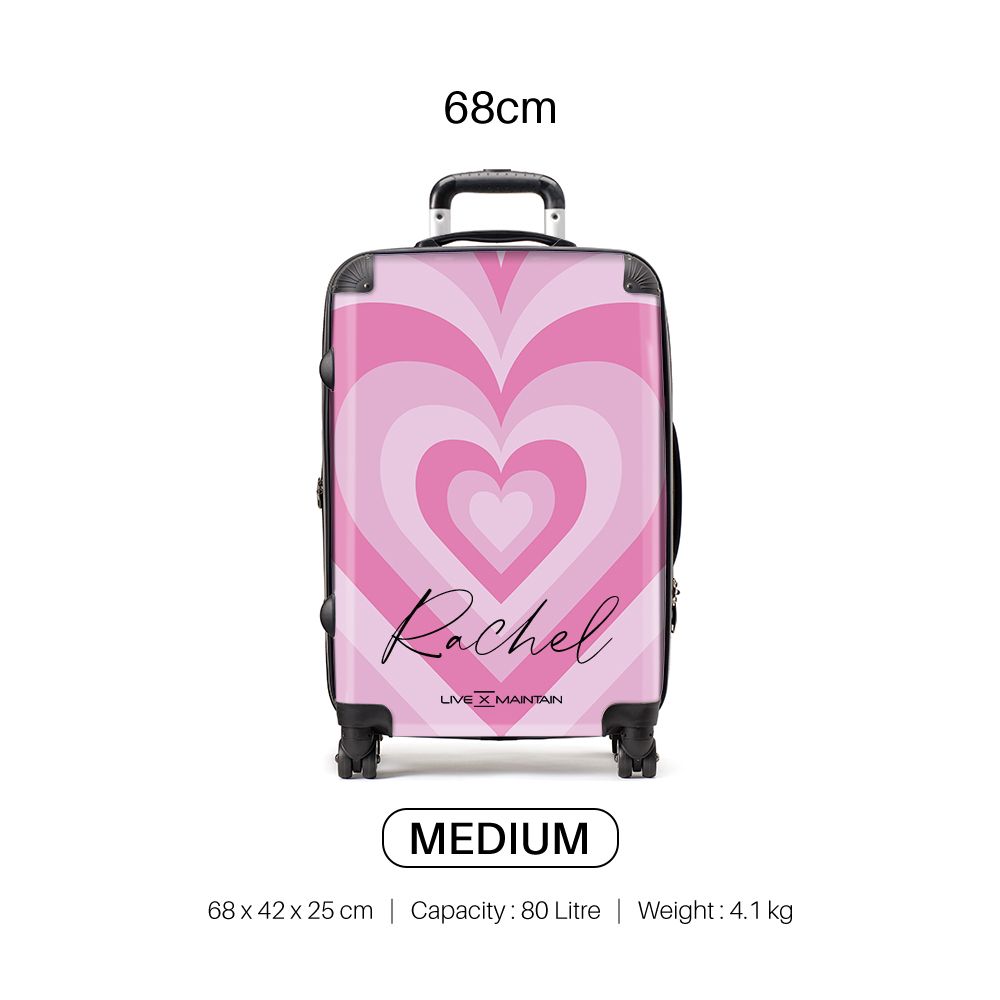 Personalised Pink Heart Latte Suitcase