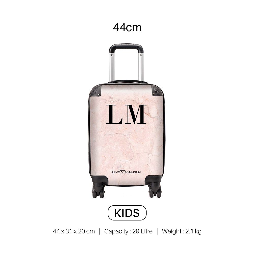 Personalised Pink Marble Initials Suitcase