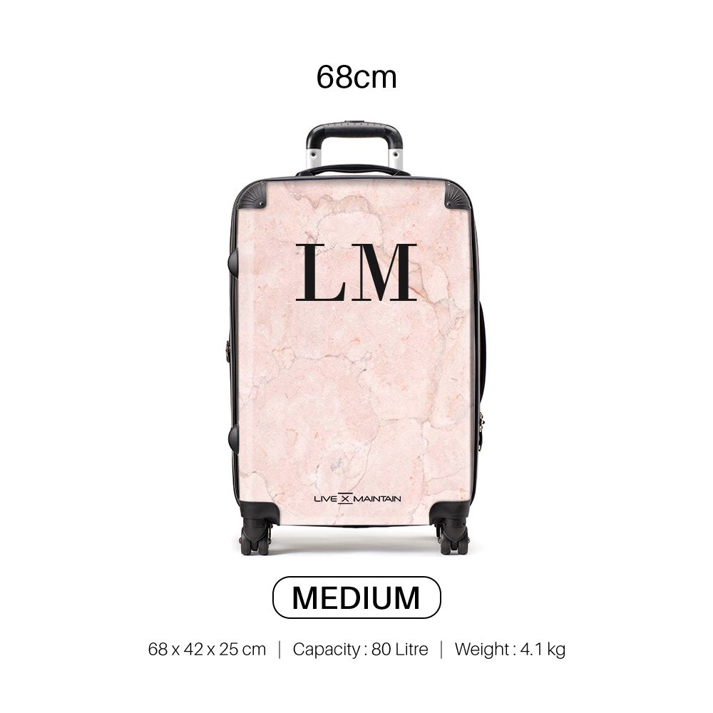 Personalised Pink Marble Initials Suitcase