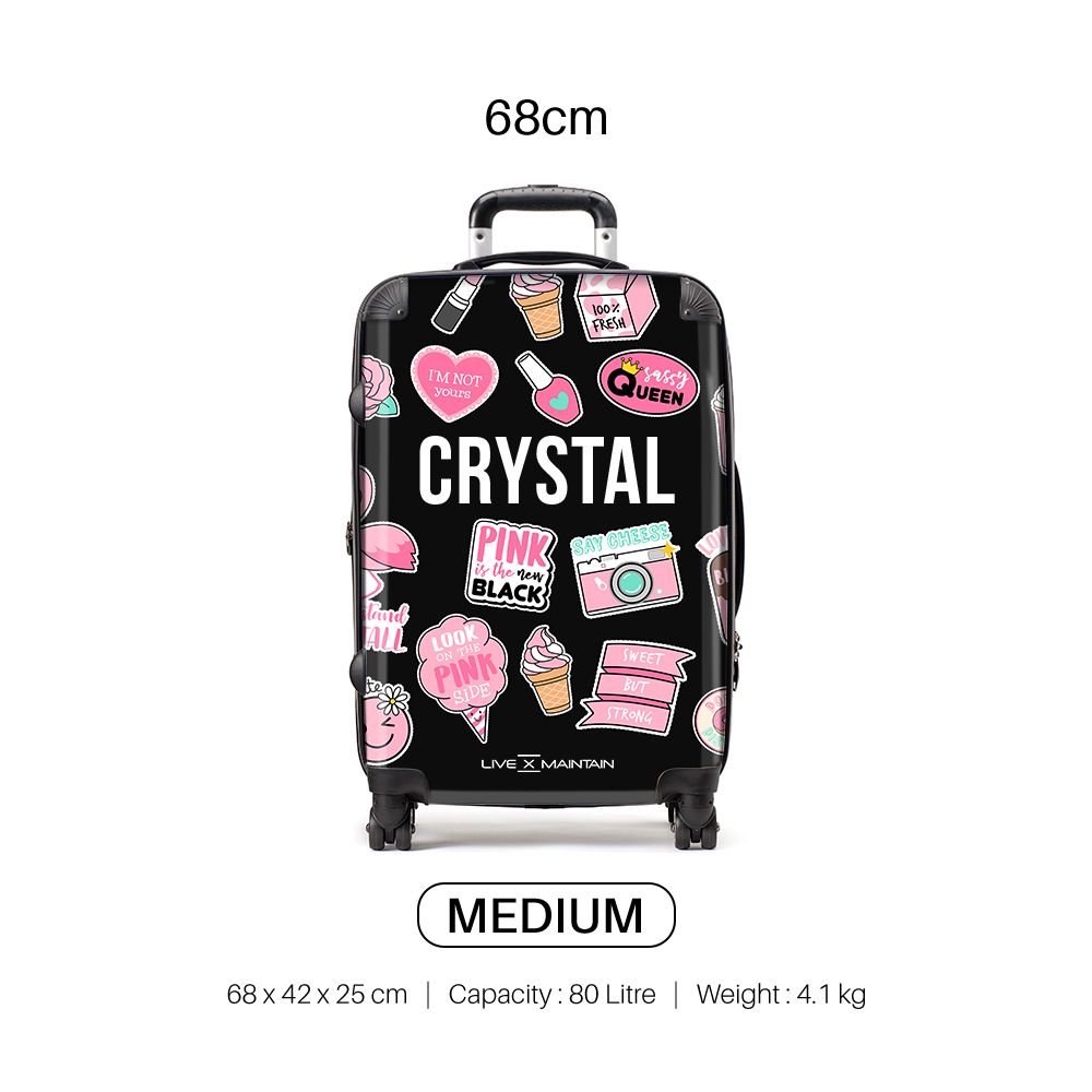 Sticker Rucksack Pink Personalised Pink Sticker Suitcase - LIVE x MAINTAIN