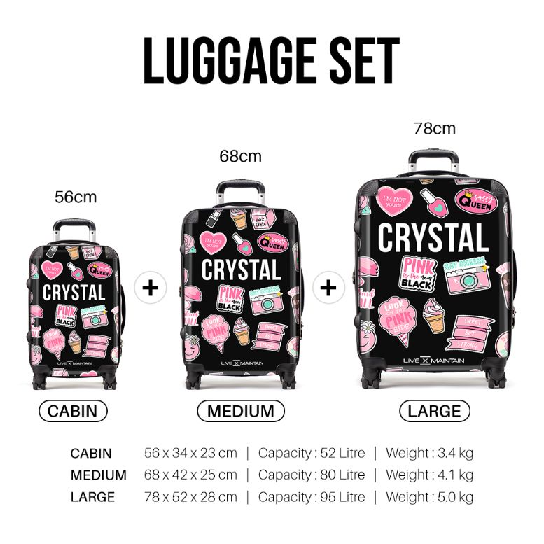 Sticker Rucksack Pink Personalised Pink Sticker Suitcase - LIVE x MAINTAIN