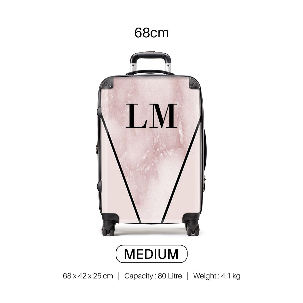 Personalised Pink x Rosa Marble Contrast Suitcase