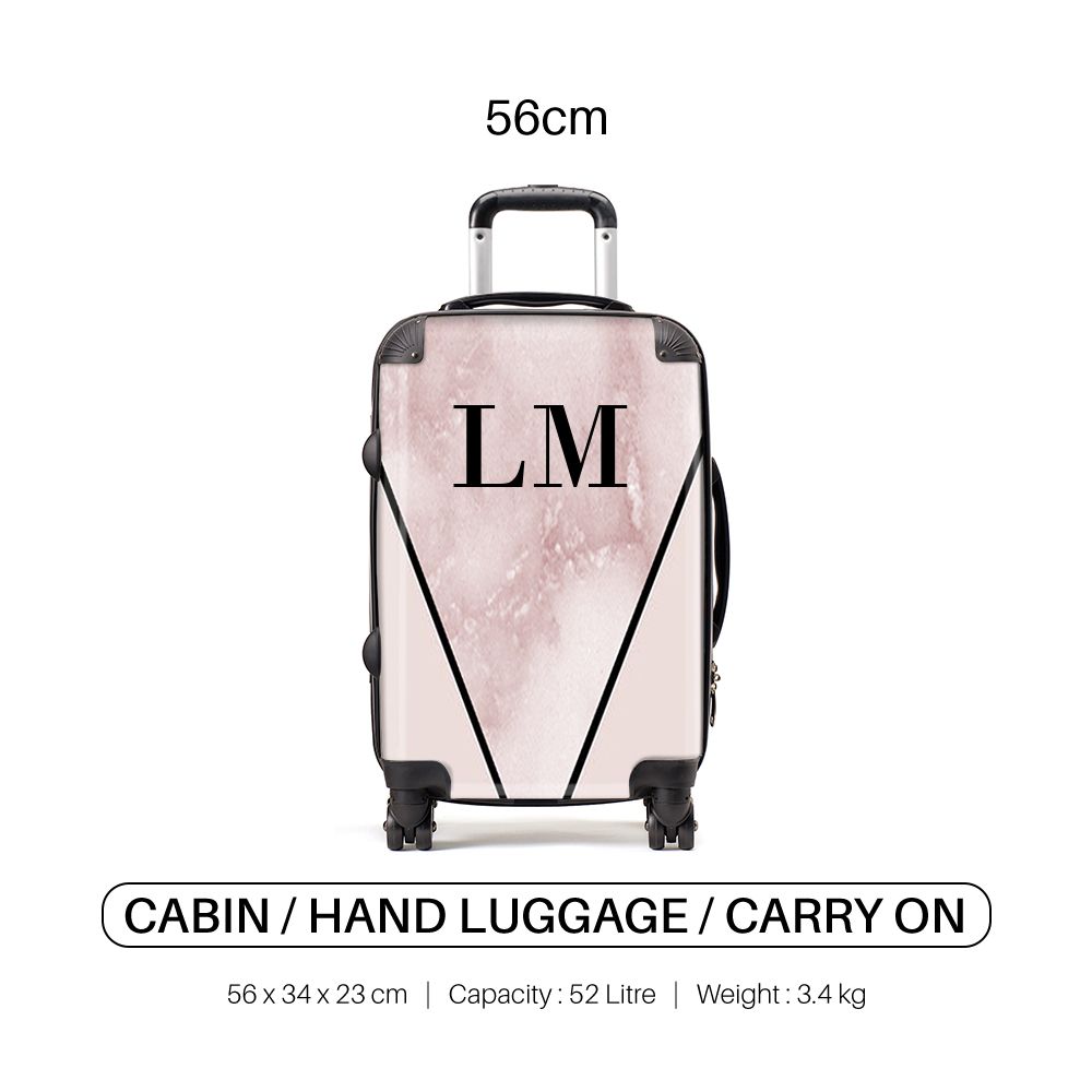 Personalised Pink x Rosa Marble Contrast Suitcase