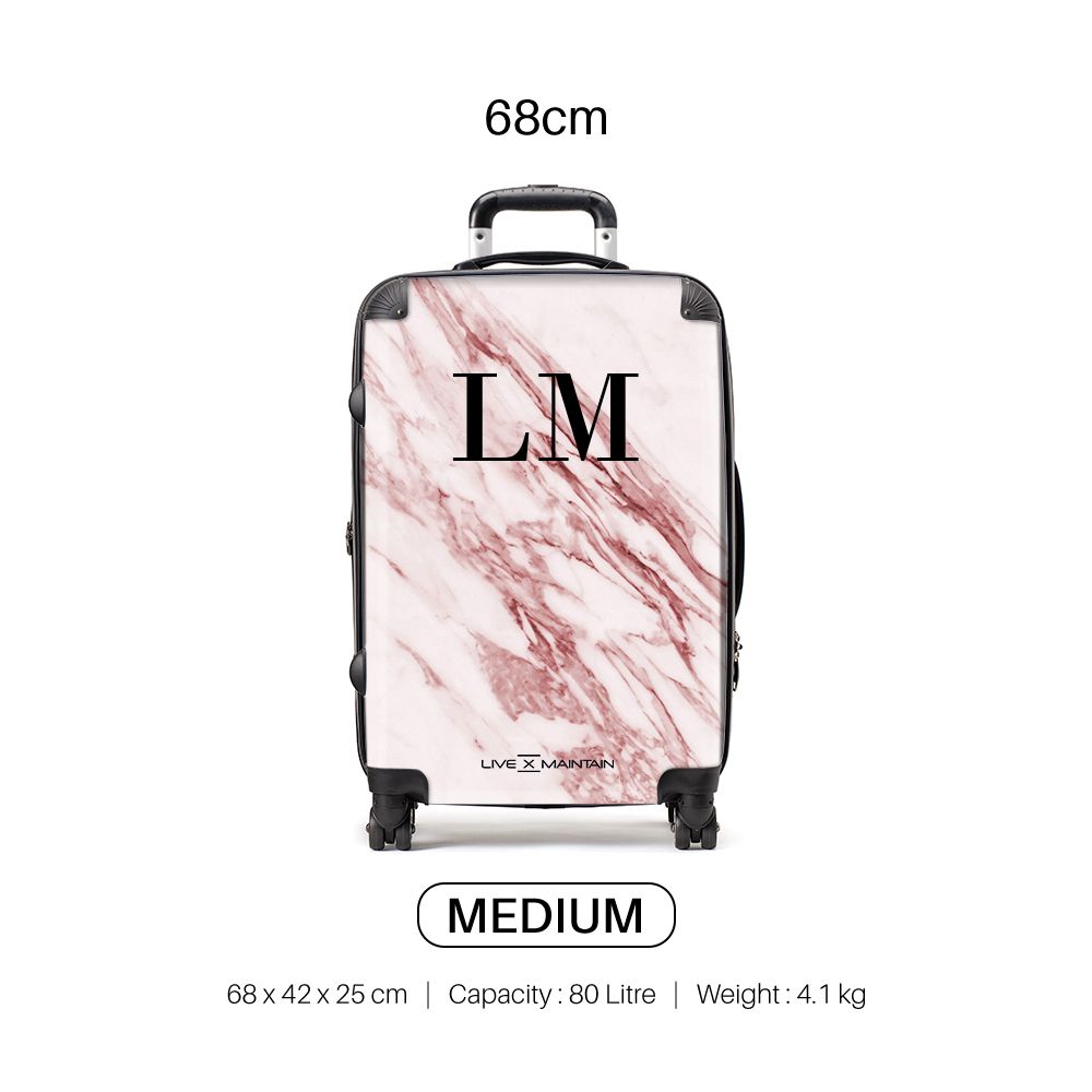 Personalised Rosa Marble Initials Suitcase