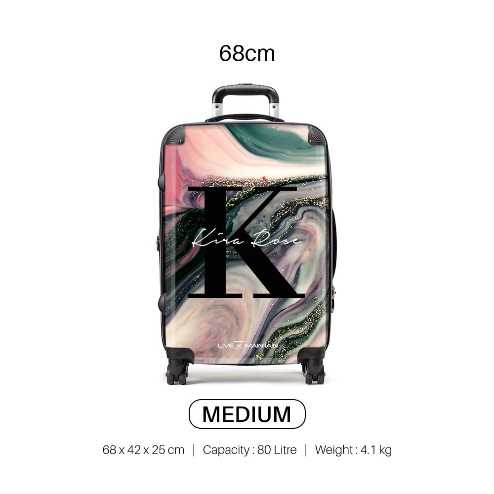 Personalised Swirl Marble Name Initial Suitcase