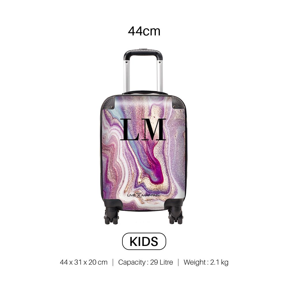 Personalised Violet Marble Initials Suitcase