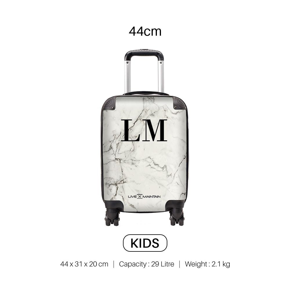 Personalised White Calacatta Marble Initials Suitcase