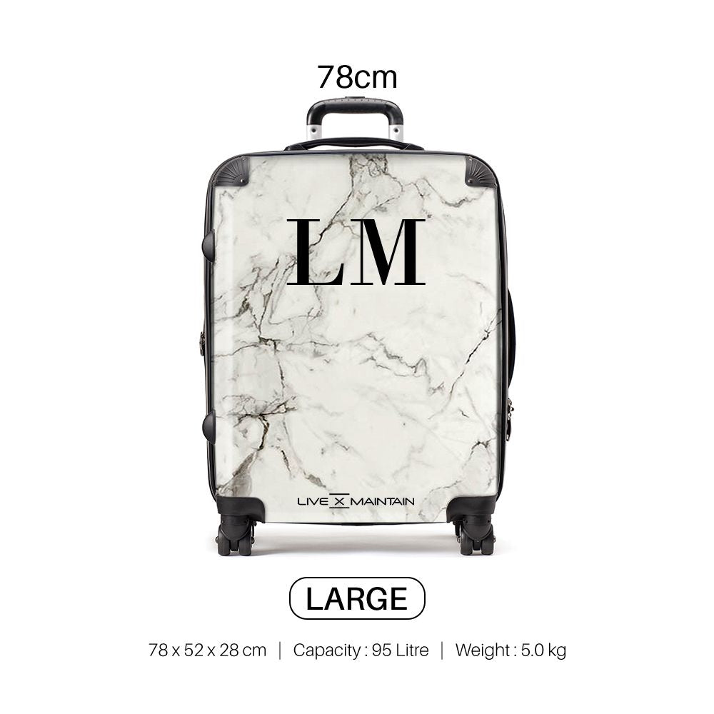 Personalised White Calacatta Marble Initials Suitcase