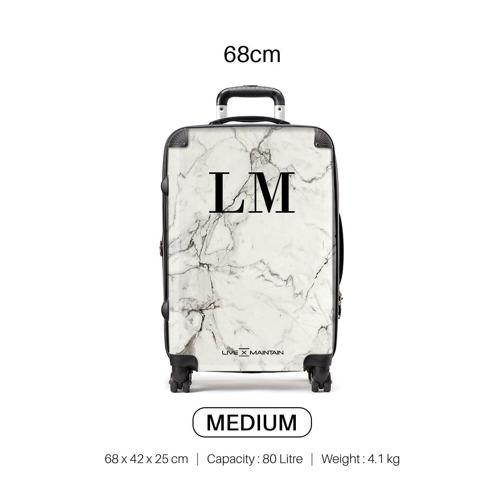 Personalised White Calacatta Marble Initials Suitcase