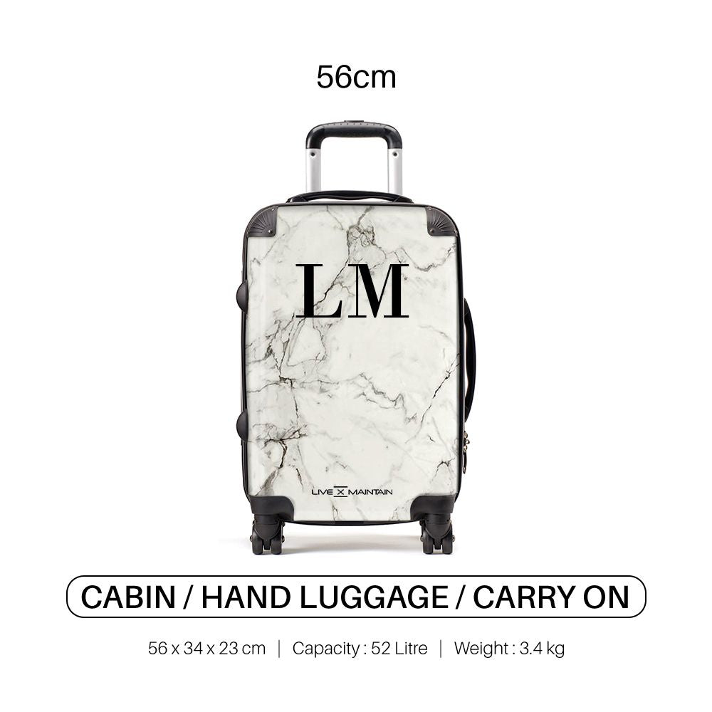 Personalised White Calacatta Marble Initials Suitcase